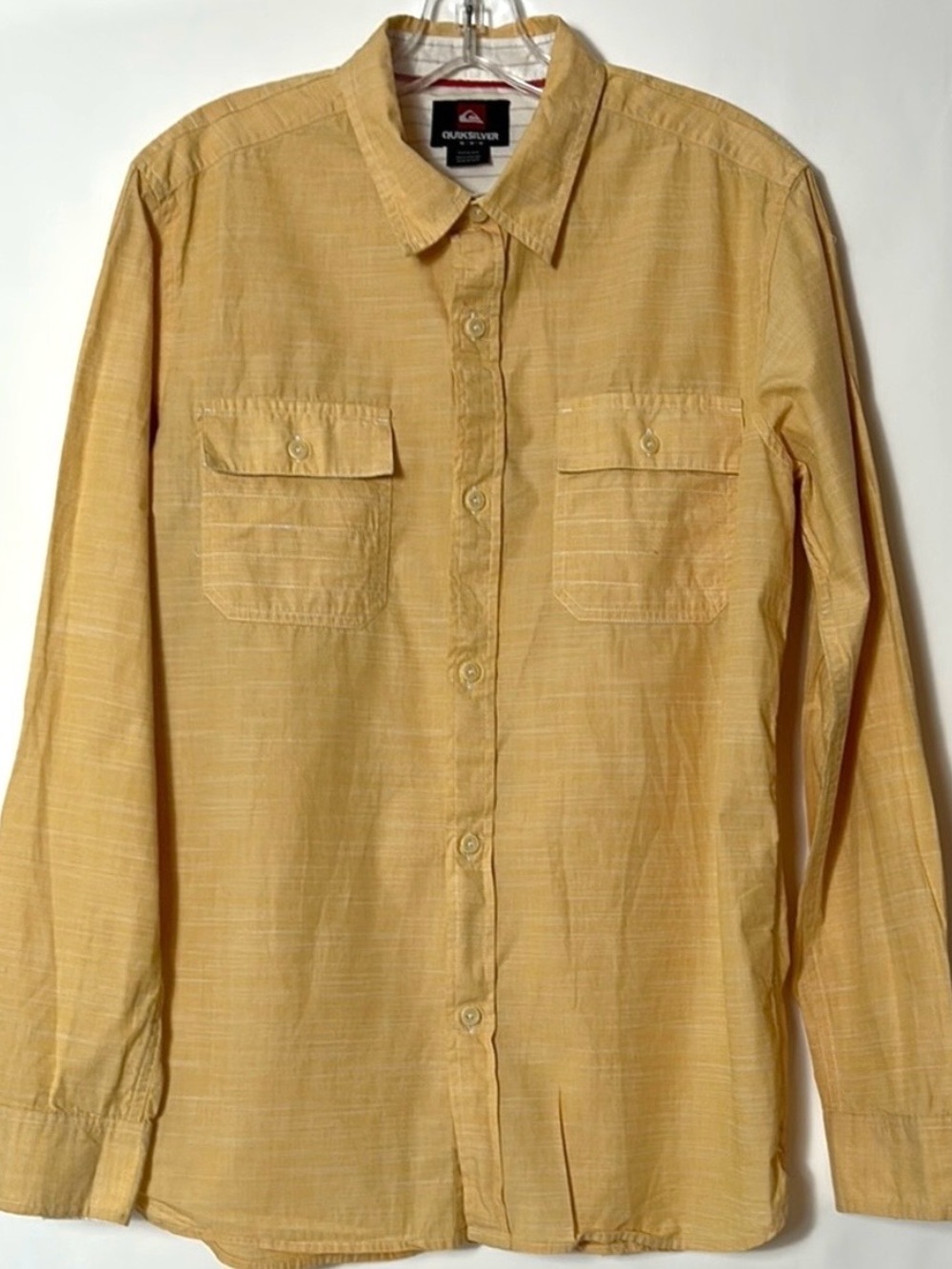Quiksilver Men’s Medium Long Sleeve Dark Yellow Casual Button Front Shirt
